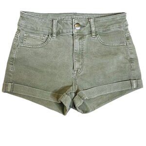 AMERICAN EAGLE AEO Denim X Super Super Stretch Hi-Rise Shortie Jean Shorts